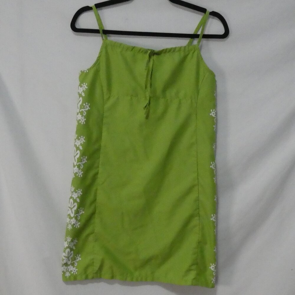 B.U.M. EQUIPMENT size 16 Green Floral Mini Dress With Spaghetti Straps Zip Back